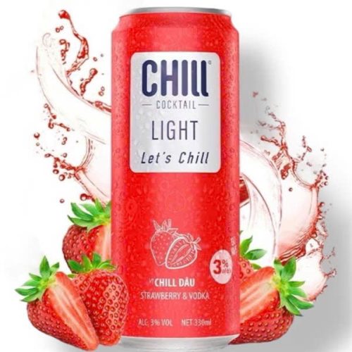 Nước trái cây lên men Chill Vodka vị Dâu lon 330ml
